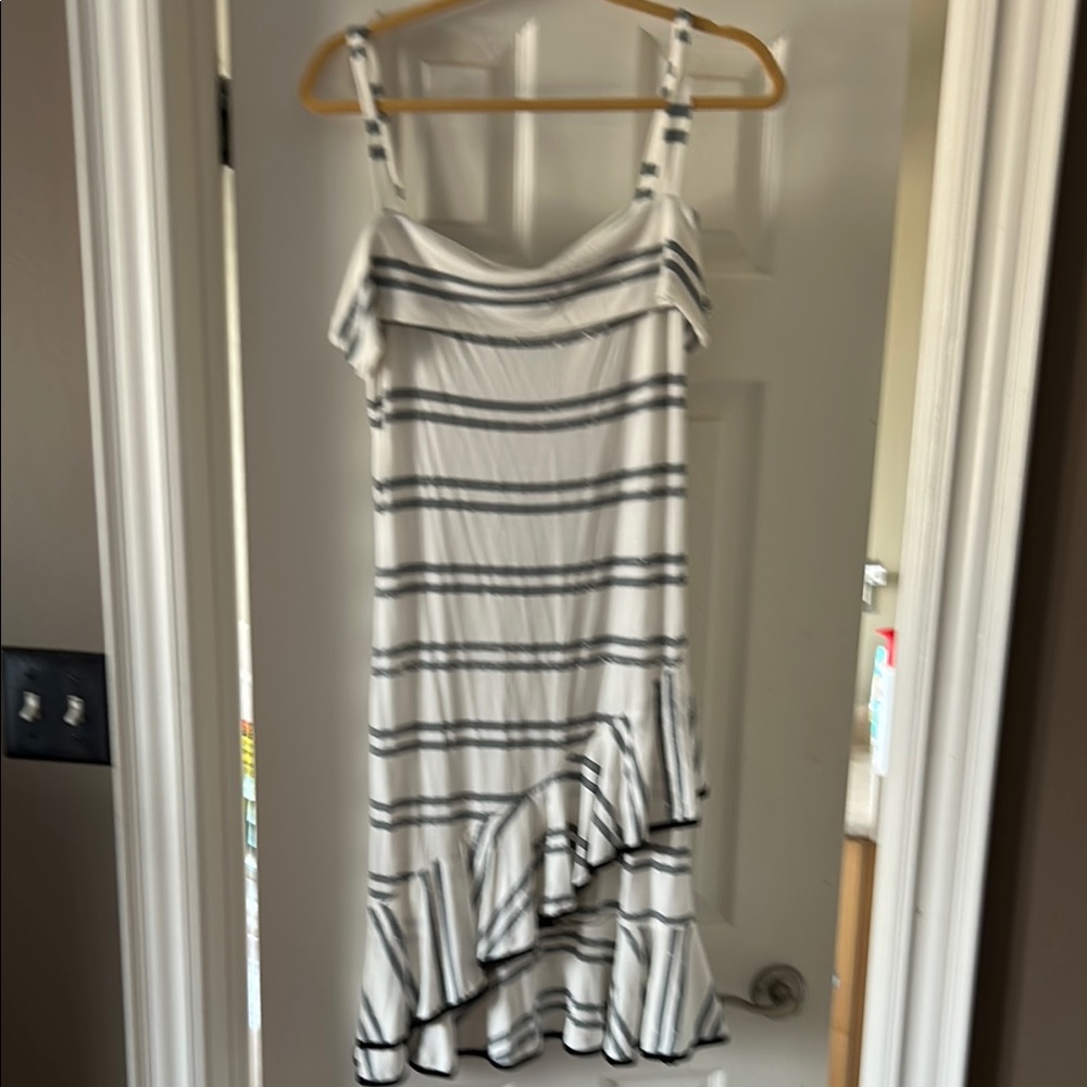 Chic Asymmetrical Striped Dress